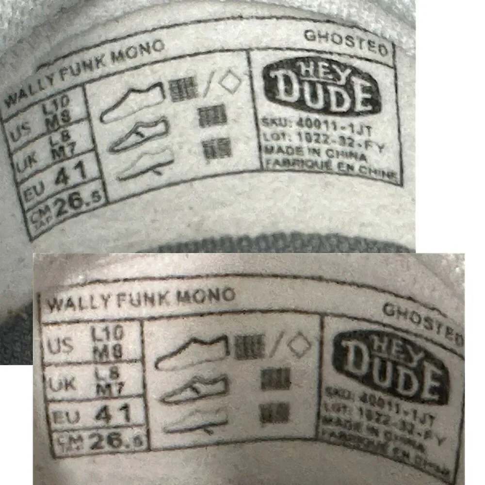 Hey Dude Wally Funk Mono Ghosted Slip-On Sox Collection Shoes Unisex Men 8 / Wom